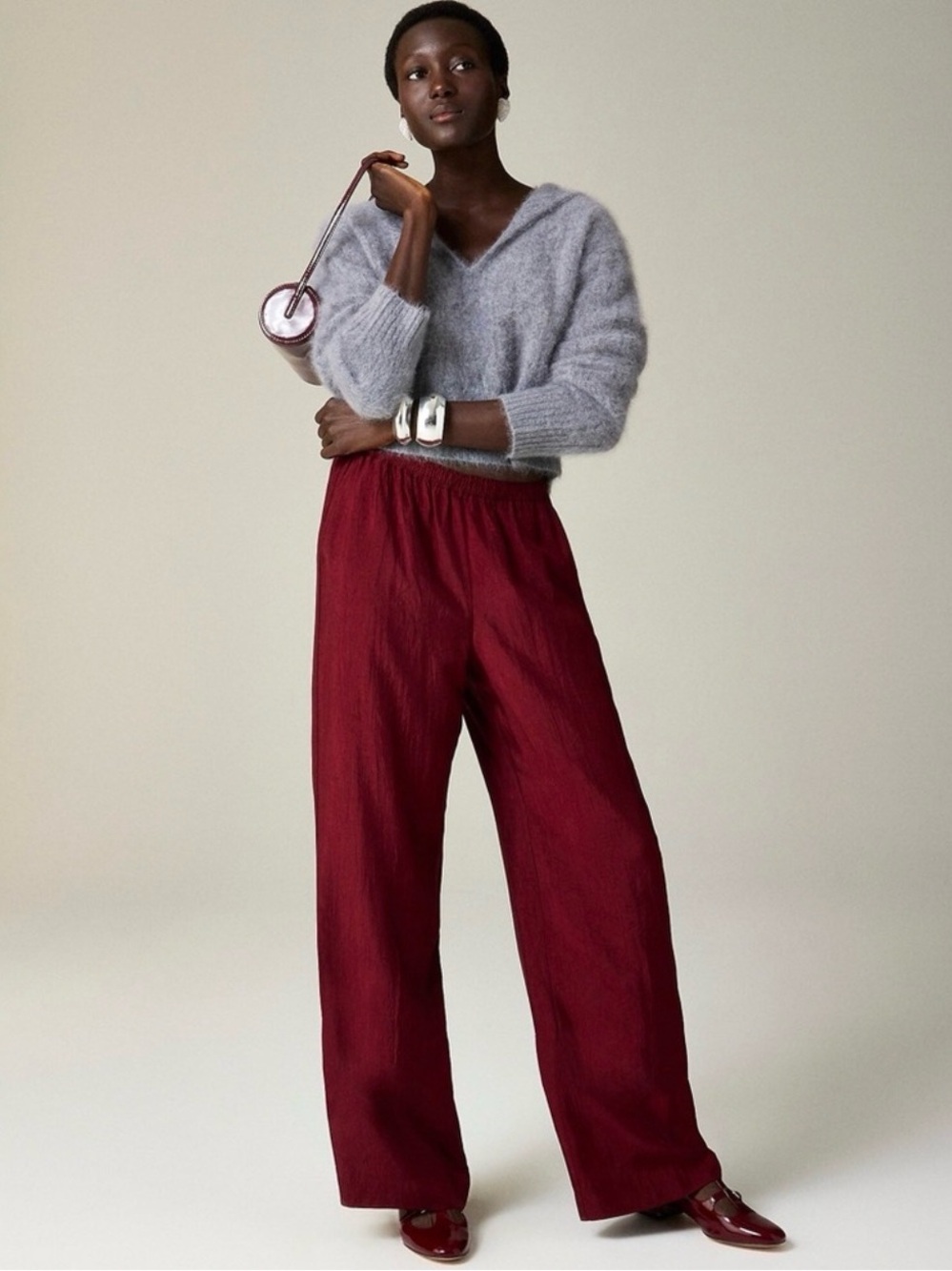 J Crew Stratus pant in textured satin size L NWT
